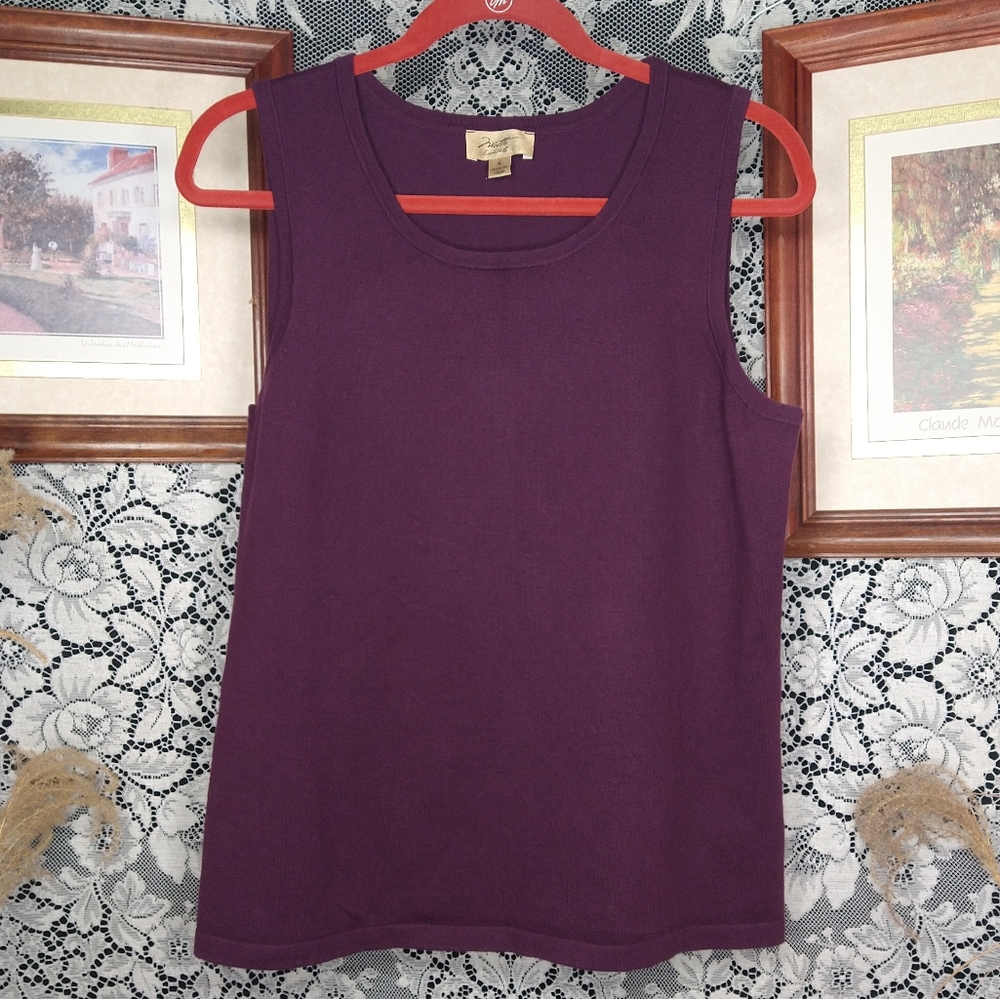 Motto dark purple magenta sleeveless tank top cotton nylon blend